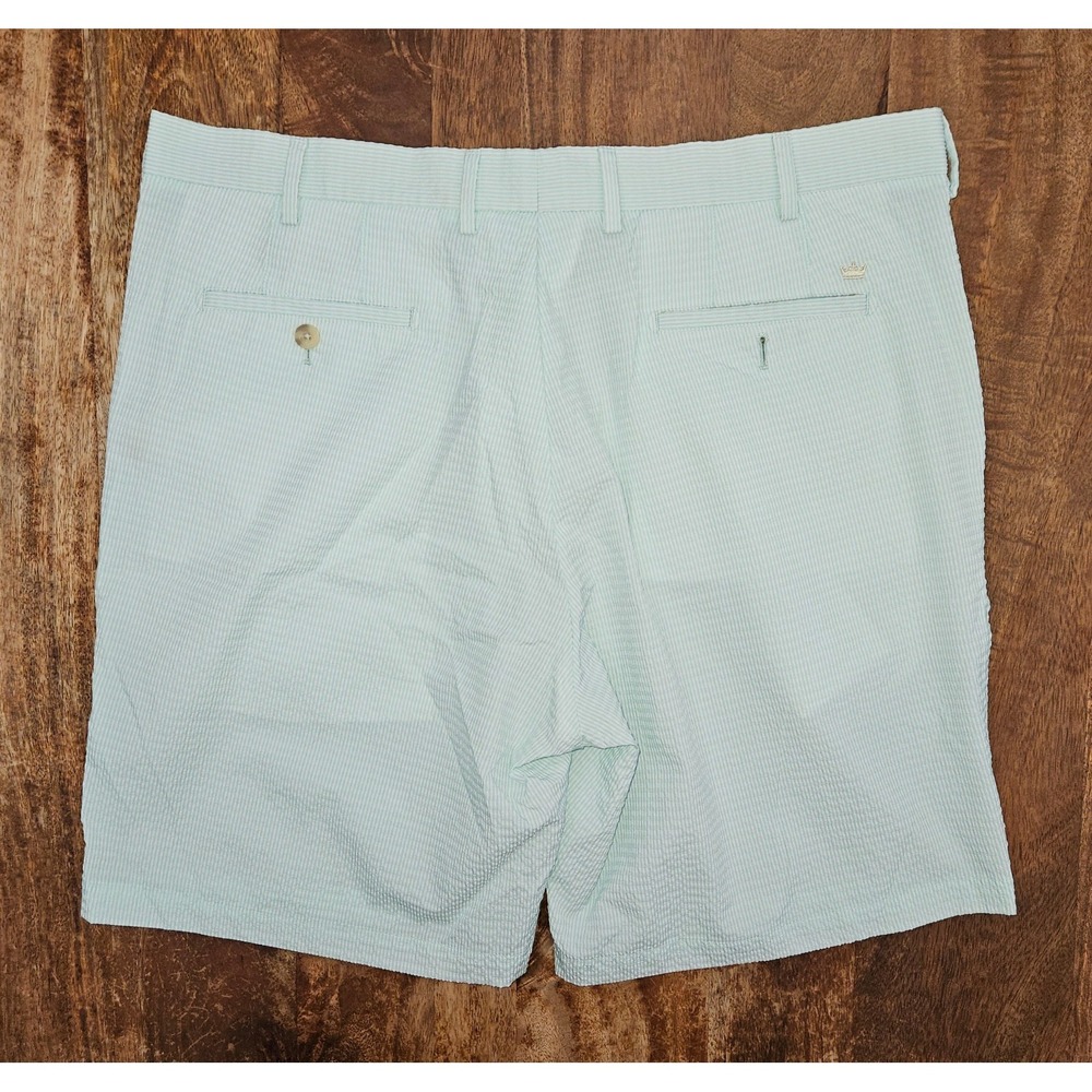 Peter Millar Featherweight Golf Shorts Mens 38 Green White Striped Seersucker - Picture 5 of 7
